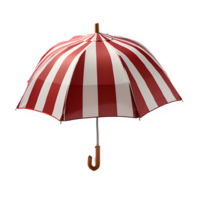 red and white striped umbrella isolated on transparent background, cut out umbrella png ,generative ai