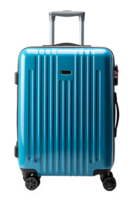 azul moderno maleta aislado en transparente antecedentes ,generativo ai png