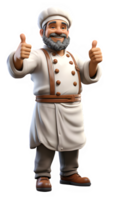 cartoon illustration of chef posing with thumbs up isolated on transparent background ,generative ai png