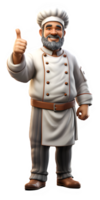 cartoon illustration of chef posing with thumbs up isolated on transparent background ,generative ai png