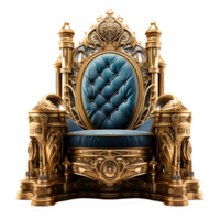 seat of the royal throne isolated on transparent background ,golden throne chair ,generative ai png