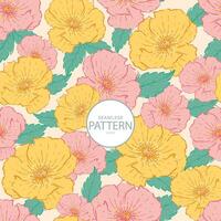 Seamless pattern vector flower sweet color