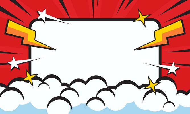 pop art comic background with cloud illustration. flat comic style background