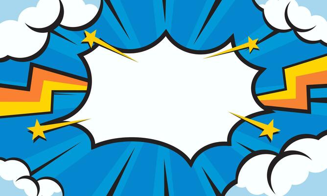 pop art comic background with cloud illustration. flat comic style background