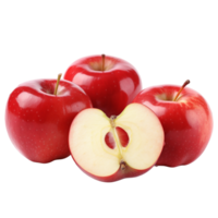 maduro rojo manzanas y manzana rebanada ai generativo png