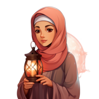 Cartoon Muslim Women Ramadan Concept Ai Generative png