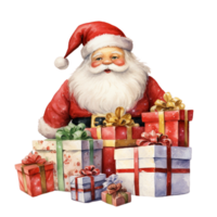 bunt Weihnachten Geschenk Box mit Santa claus ai generativ png