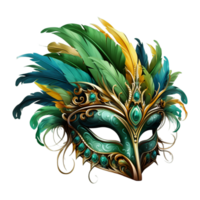 Brazilian Carnival Mask Feather Celebration Decoration Mardi Gras Venetian Ai Generative png