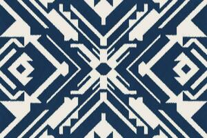 Ikat Pattern, illustration design for texture or fabric print. Indigo pattern, blue background, colorful pattern, diamond pattern. vector