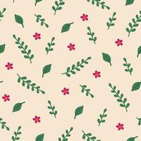 Seamless pattern of flat hand drawn abstract garden floral and leaf vector