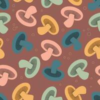 Seamless pattern with autumn mushrooms . Perfect for wrapping paper, fabric, clothing, wallpaper, background and more. Vector illustration