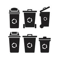 Silhouette Recycle Bin Trash and Garbage vector icon set