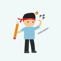 Vector illustration of a student character who is motivated and excited to learn