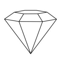 Linear gem. Vector Diamond illustration isolated on white. Outline Geometry simple Brilliant. Icon for Logo design, Jewellery store Poster. Decorative element for Postcard, Graphic art.