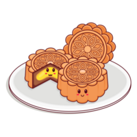 Cute Moon Cakes Traditional Chinese Snack png