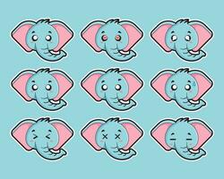 Cute Cartoon Elephant Character Expression vector