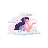 People heads in clouds set. Psychology, mental health concept. Happy creative carefree characters with inspiration, dreams, imagination. Flat vector illustrations isolated on white background