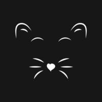 Outline the Cat's Whisker Face. Outline cat head logo, suitable for Women's Men's T-Shirt Funny Cat Women's T-shirt Face Mustache. vector