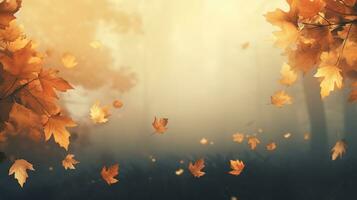 Autumn leaves are flying background photo