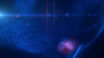 Blue glowing energy bright particles light lines and waves abstract background video