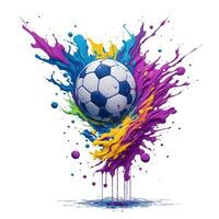 soccer ball graphic on paint splash background isolated on white background photo