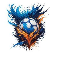 soccer ball graphic on paint splash background isolated on white background photo