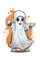 white ghost on a light background kawaii graphics for halloween photo