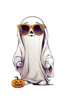 white ghost on a light background kawaii graphics for halloween photo