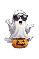 white ghost on a light background kawaii graphics for halloween photo