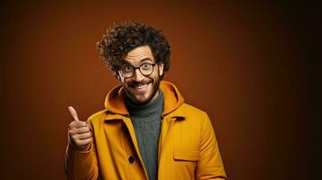 sonriente africano americano hombre señalando con dedo a cámara aislado en antecedentes. generativo ai foto