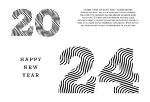 2024 Happy New Year. Template with black and white letter logo for calendar, poster, flyer, banner. vector