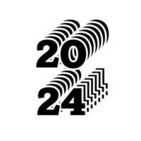 2024 Happy New Year. Template with black and white letter logo for calendar, poster, flyer, banner. vector