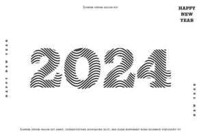 2024 contento nuevo año. modelo con negro y blanco letra logo para calendario, póster, volantes, bandera. vector