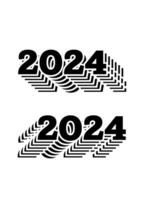 2024 Happy New Year. Template with black and white letter logo for calendar, poster, flyer, banner. vector