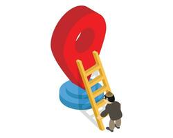 Man Climbing Location Pin with Ladder vector