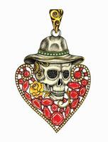 Jewelry design art vintage mix fancy skull pendant hand drawing and painting make graphic vector. vector