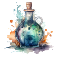 Witches Potion Bottle Watercolor, AI Generative png