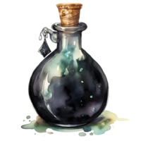 Hexen Trank Flasche Aquarell, ai generativ png