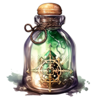 Hexen Trank Flasche Aquarell, ai generativ png