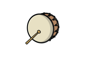 Drum Snare with Sticks vector illustration. Music instrument object icon concept. Drum musical symbol or snare drum with sticks vector design. png