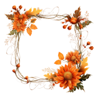 Beautiful Autumn flower Frame ai generative png