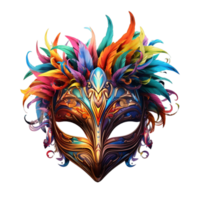 bleu carnaval masque avec plumes clipart HD ai génératif png