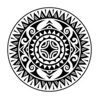Traditional Maori round tattoo design. Editable vector illustration. Ethnic circle ornament. African mask.
