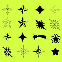 Set of black star shapes on a yellow background vector