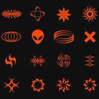 Various orange acid elements design vector