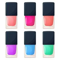 Different color nail polish isolated on white collection vector