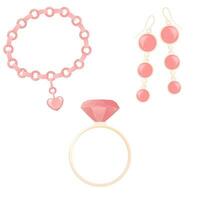 Jewelry set in trendy pink color vector