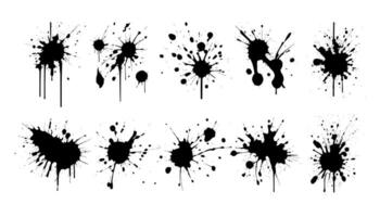 Vector Ink Brush Texture Collection. Hand Drawing Grunge Ink Splatter Collection