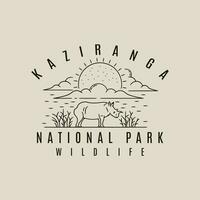 kaziranga nacional parque logo línea Arte icono y símbolo vector símbolo ilustración diseño.