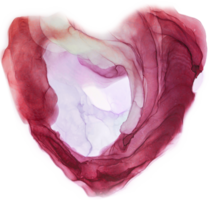abstract hart geschilderd met alcohol inkt. sprankelend rood, roze, Purper kleur. kunst schilderij van vloeistoffen. alcohol inkt abstract achtergrond. kunst schilderij van vloeistoffen. png